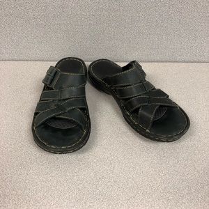 Born Black Leather Slip-On Sandals